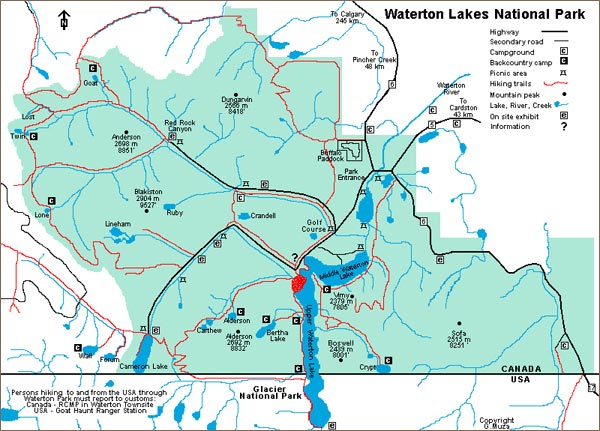 Map of Waterton National Park