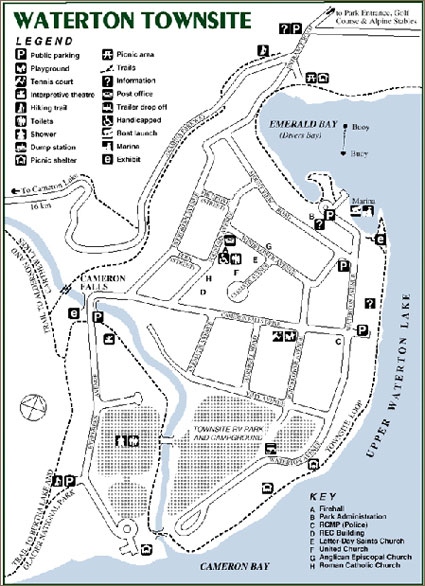 Map of Waterton Townsite